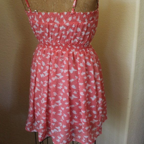 Peach Butterfly Chiffon Dress - Picture 2 of 3
